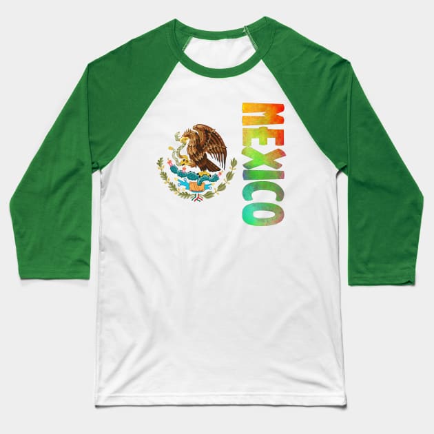 Mexico Coat of Arms Design Baseball T-Shirt by Naves